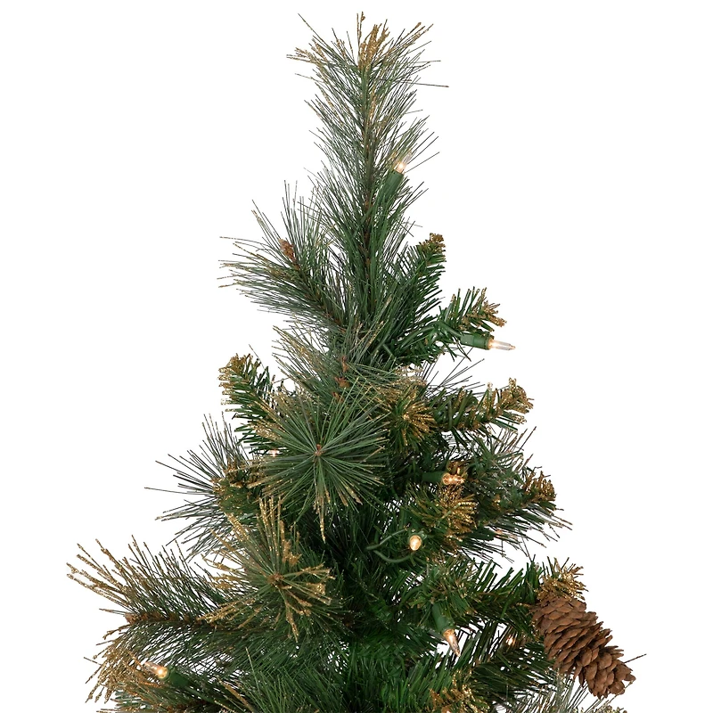 4.5ft. Pre-Lit Yorkshire Pine Pencil Artificial Christmas Tree, Clear Lights
