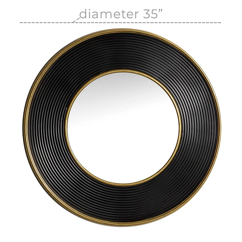 CosmoLiving by Cosmopolitan 35" Black Modern Metal Round Wall Mirror