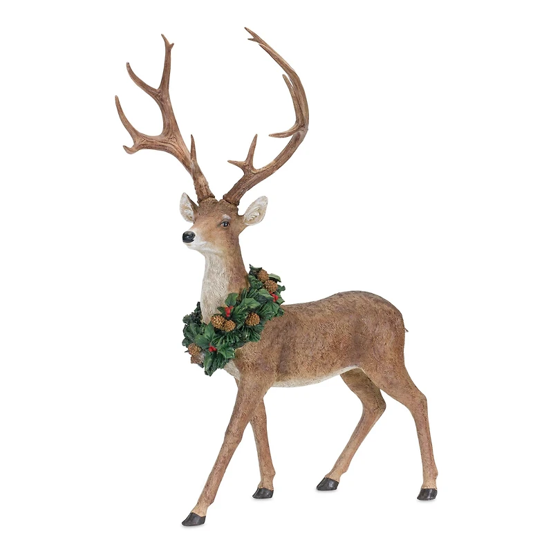 Deer with Wreath Figurine Set, 28" & 28.5"