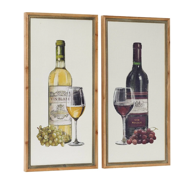 Set of 2 Brown Wood Farmhouse Wine Wall Art, 20" x 40"