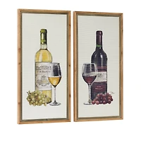 Set of 2 Brown Wood Farmhouse Wine Wall Art, 20" x 40"