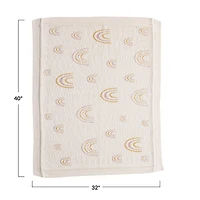 Hello Honey® Cream Cotton Knit Baby Blanket with Rainbows