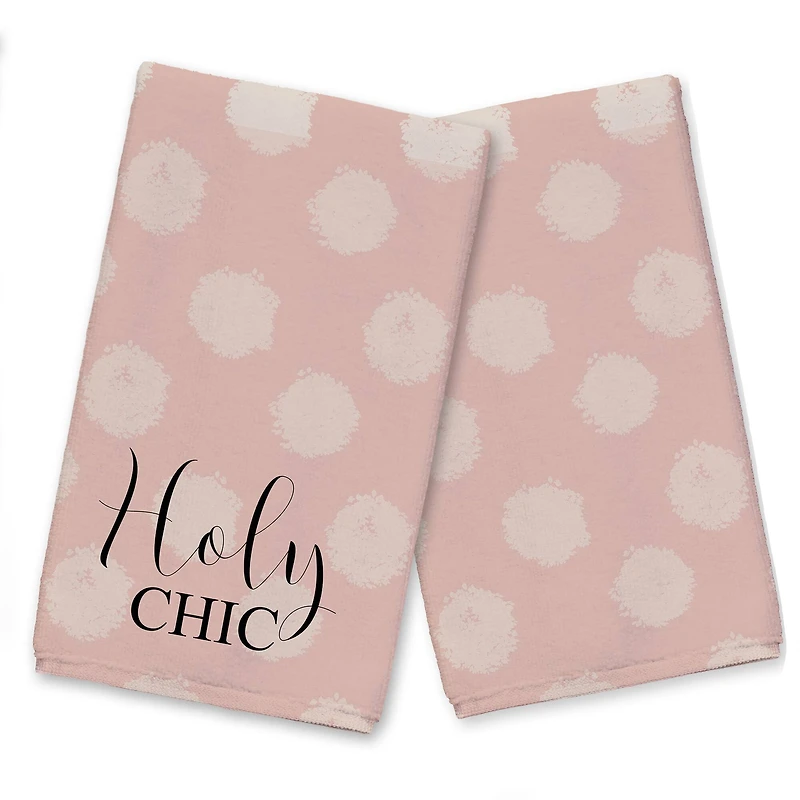 Holy Chic Pink Polka 16" x 25" Tea Towel - Set of 2
