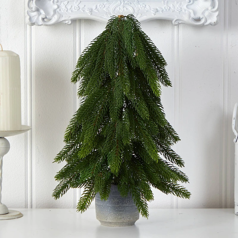 17" Unlit Artificial Pine Tree In Decorative Planter