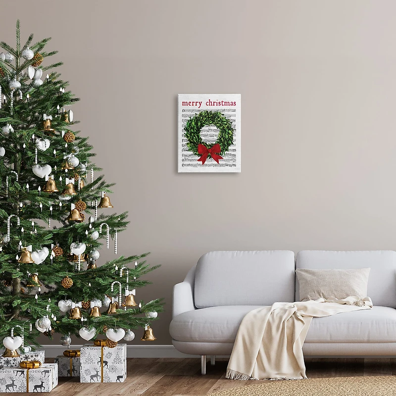 Stupell Industries Merry Christmas Song Wreath Canvas Wall Art