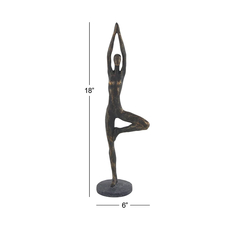 Brass Polystone Modern Sculpture, Yoga 18" x 6" x 4"