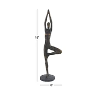 Brass Polystone Modern Sculpture, Yoga 18" x 6" x 4"