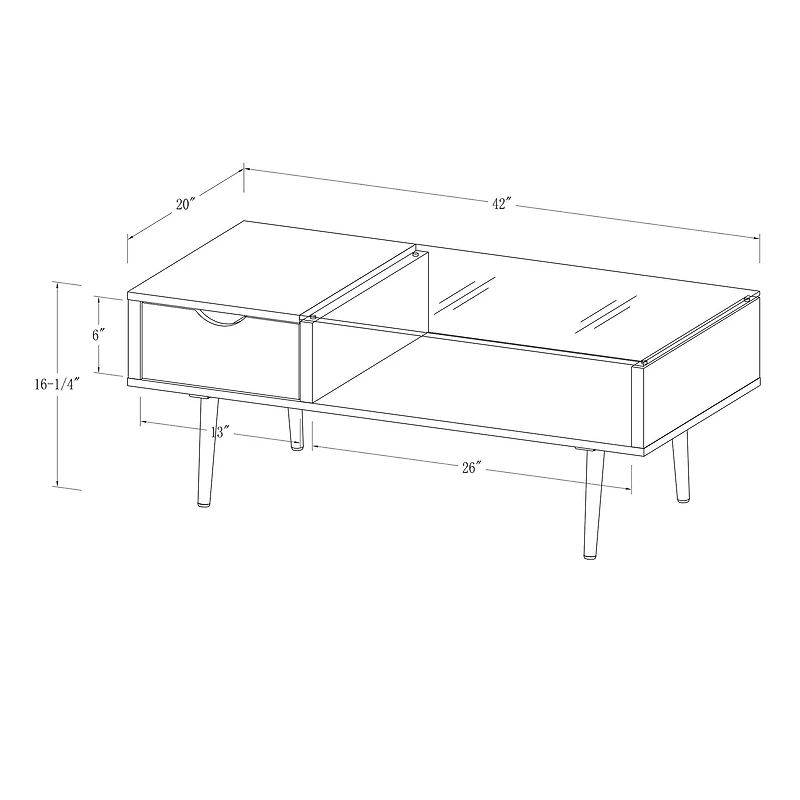 Dark Walnut Mid Century Modern Wood & Glass Coffee Table
