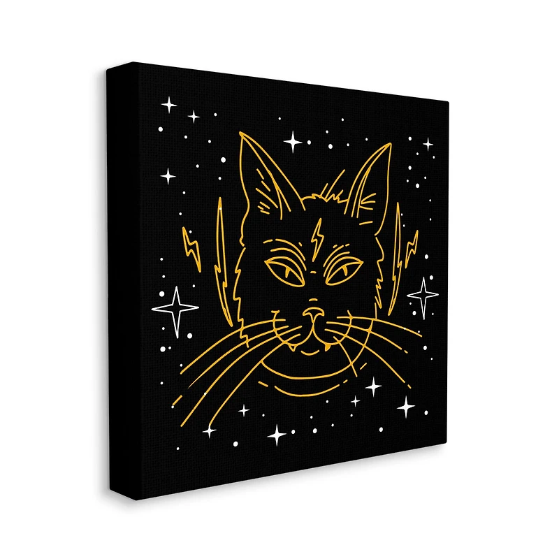 Stupell Industries Starry Cat Lightning Bolt Canvas Wall Art