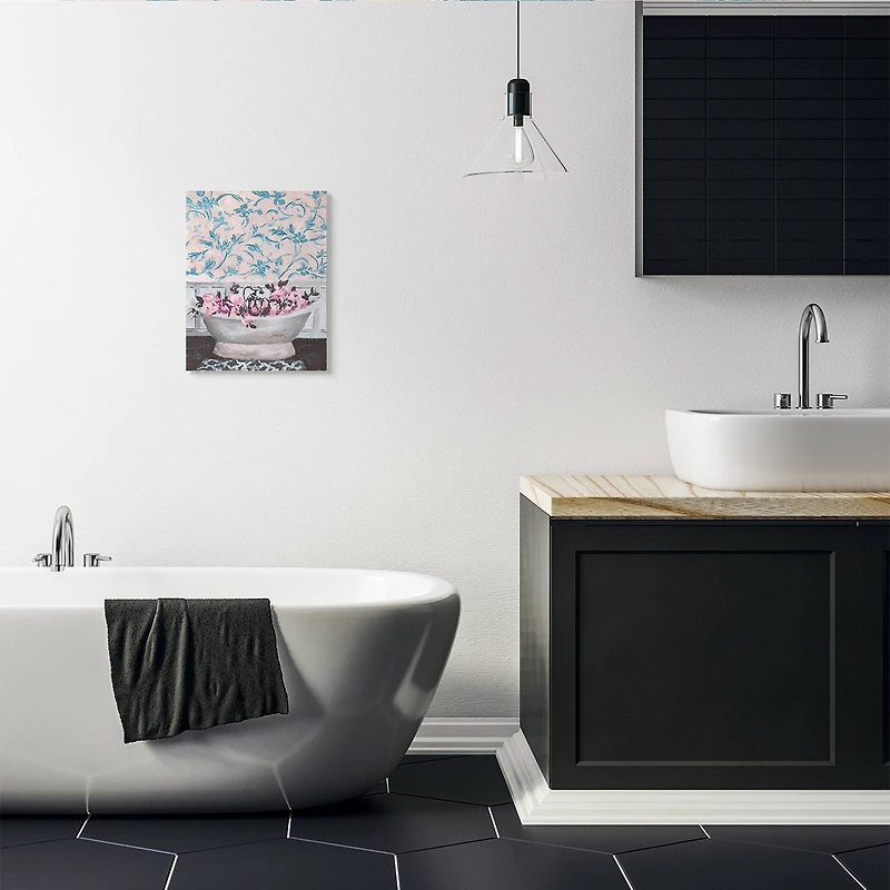 Stupell Industries Flower In Bath Tub Blue & Pink Canvas Wall Art