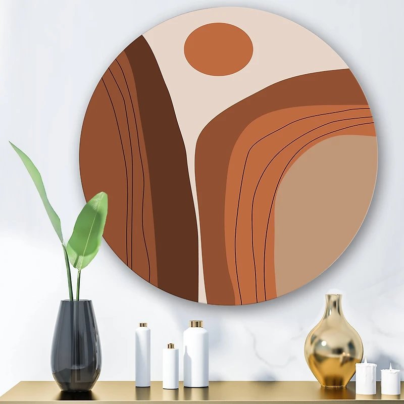 Designart - Abstract Terracotta Sunset Mountain Landscape