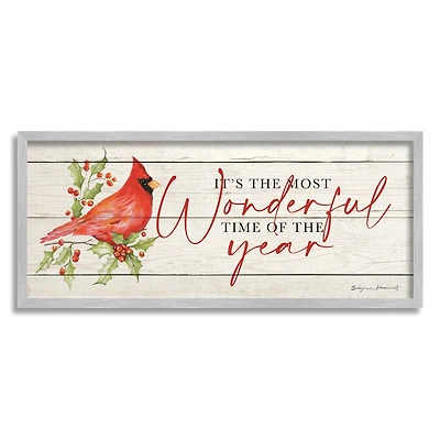 Stupell Industries Most Wonderful Time Cardinal Framed Giclee Art