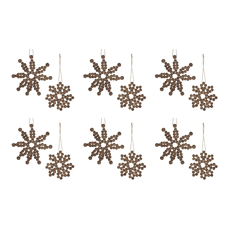 Wood Bead Snowflake Ornament Set