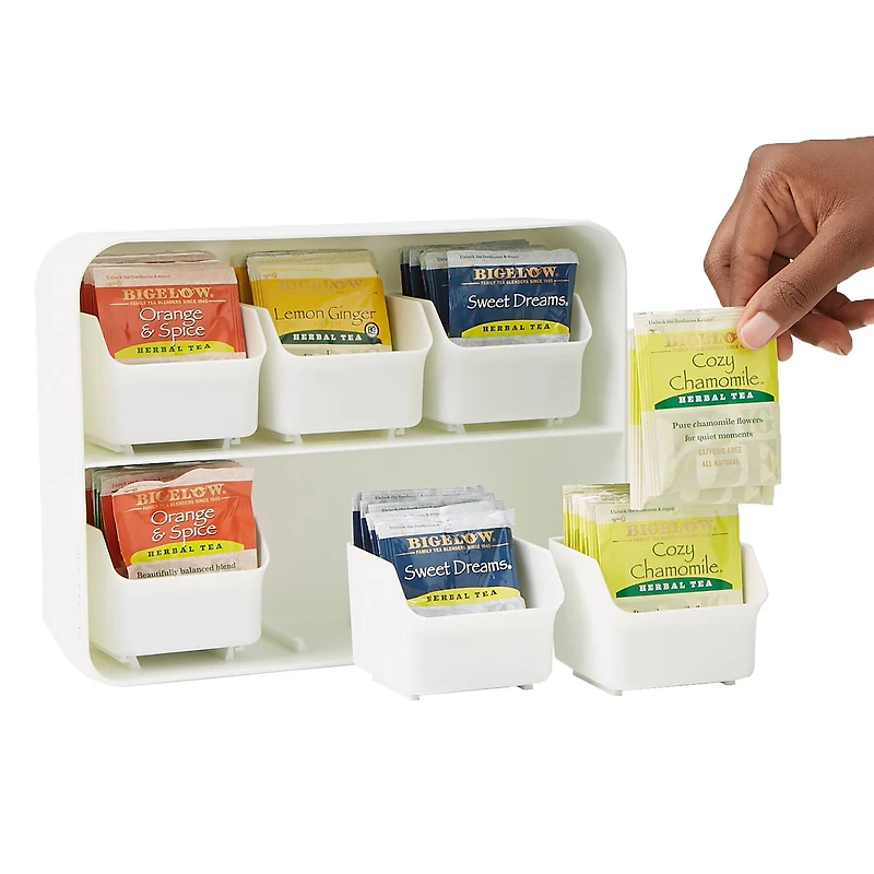 Mind Reader White 6 Drawer Tea Bag Holder