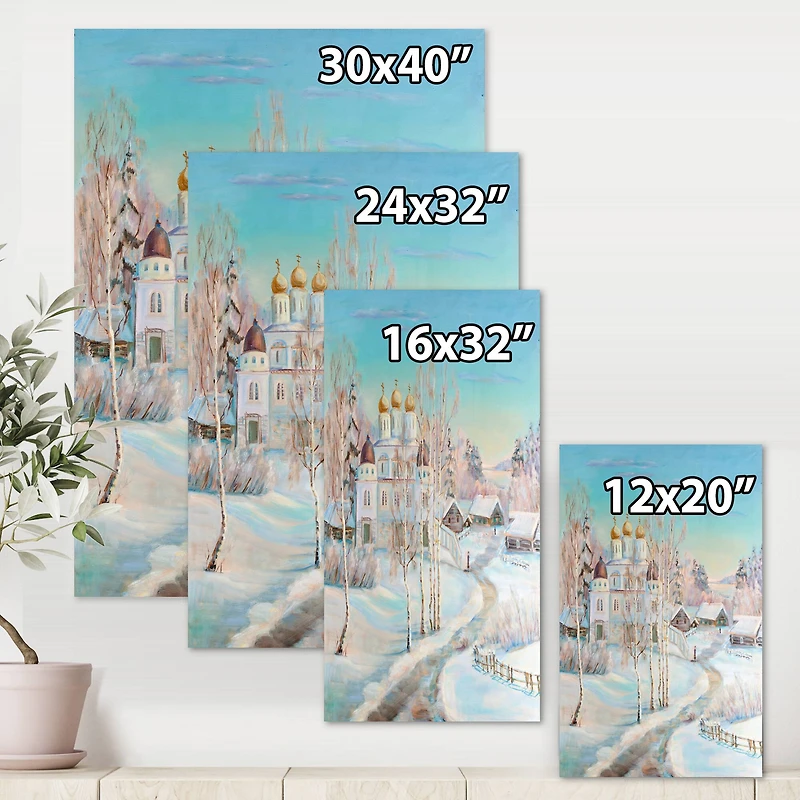 Designart - Country Road In Winter Landscape With Temple