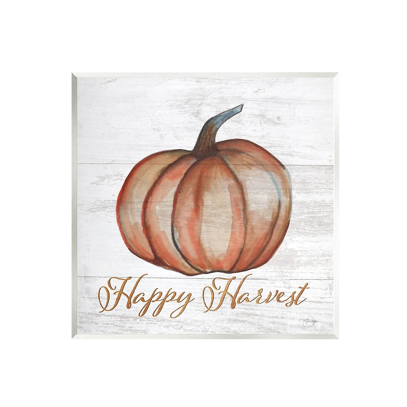 Stupell Industries Happy Harvest Pumpkin Country Rustic Wall Plaque Art