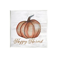 Stupell Industries Happy Harvest Pumpkin Country Rustic Wall Plaque Art