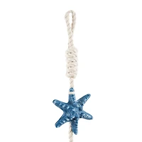 Starfish Handmade Home Wall Decor with White Hanging Rope & Seashell Accents