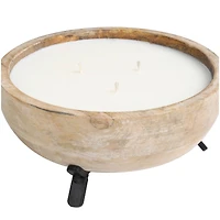 Egyptian Mint Scented 3-Wick Candle in Light Brown Tripod Stand Bowl