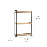 2.5ft. Wood & Metal 3 Tier Wall Mounted Shelving Unit