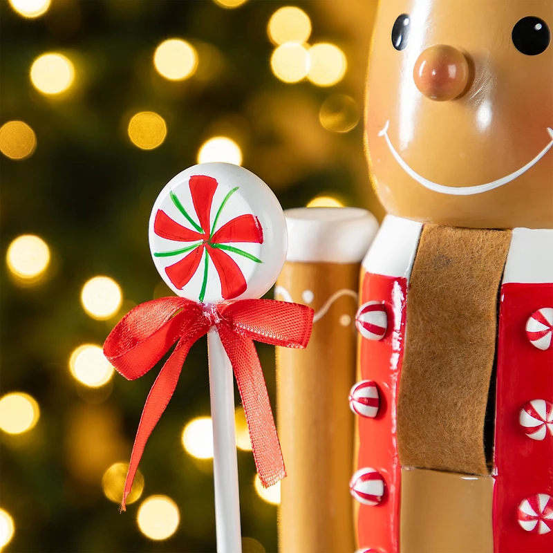 Glitzhome® 24"H Wooden Christmas Gingerbread Man Nutcracker