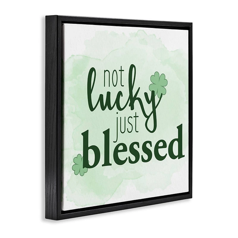 Stupell Industries Just Blessed Green Shamrocks Floater Framed Art