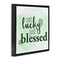 Stupell Industries Just Blessed Green Shamrocks Floater Framed Art