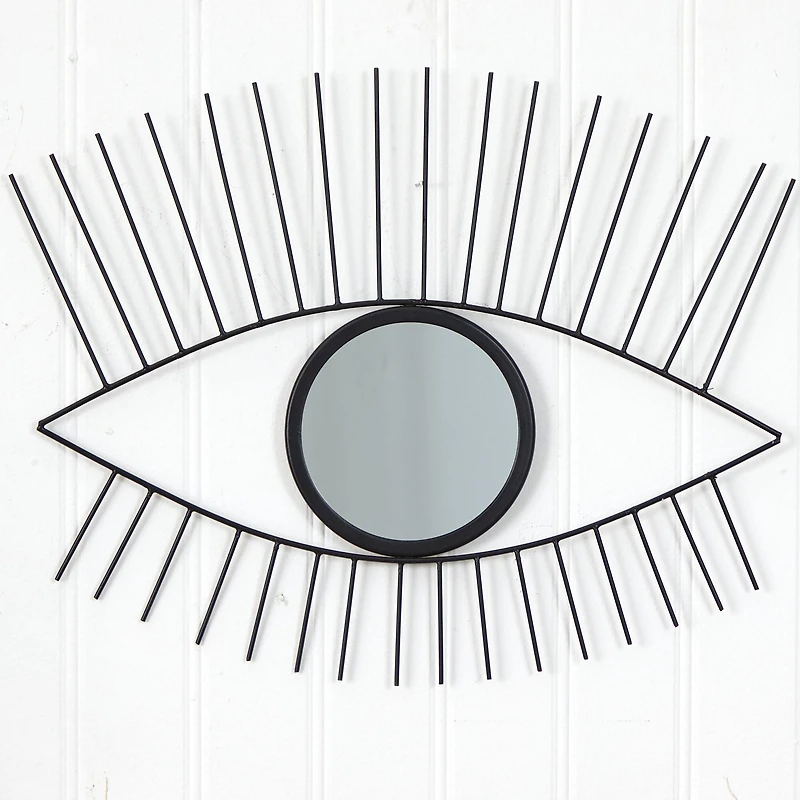 24" Black Metal Eye Wall Mirror