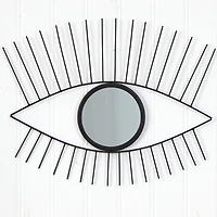 24" Black Metal Eye Wall Mirror