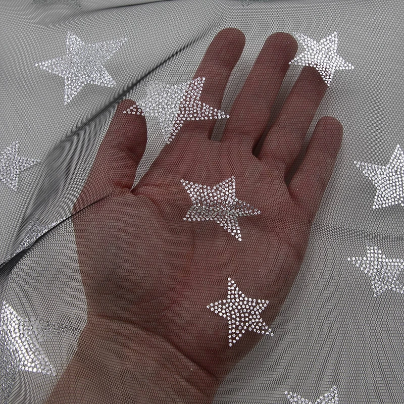 Wyla Black Stars Mesh Polyester Fabric