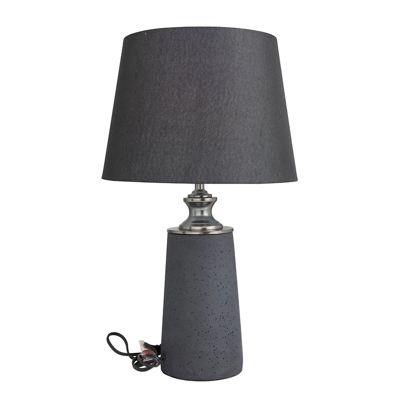Black Cement Modern Table Lamp, 24" x 14" x 14"