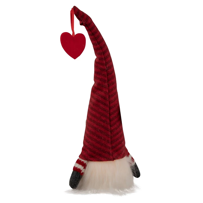 14" Lighted Red Striped 'Kiss Me' Valentine's Day Gnome