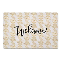 Welcome Floral Crest Floor Mat
