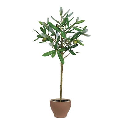 Hello Honey® 20.75" Evergreen Faux Olive Topiary Tree in Dolomite Pot