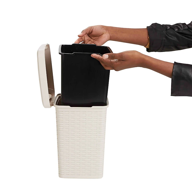 Mind Reader Ivory Step Bathroom Wastebasket Trash Garbage Can