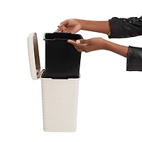 Mind Reader Ivory Step Bathroom Wastebasket Trash Garbage Can