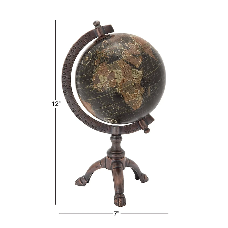 12" Rustic Black Globe with Silver Aluminum Stand