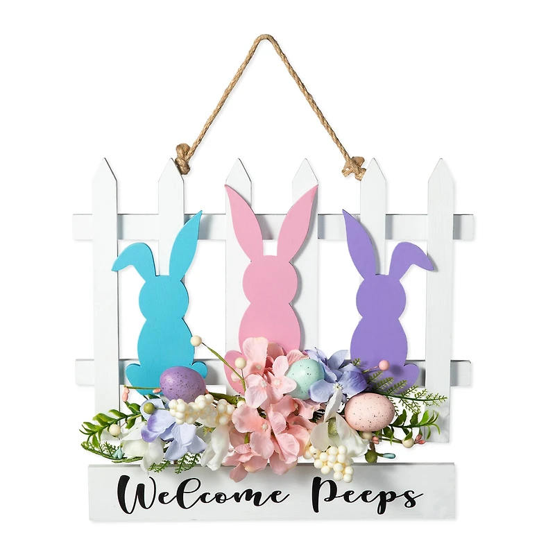 Glitzhome® 14" Easter Wooden Bunny Fence Door Hanger