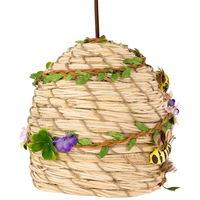 6.25" Beehive with Bees Spring Hanging Decoration