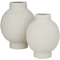 CosmoLiving by Cosmopolitan White Ceramic Ribbed Vase Set of 2 11", 9"