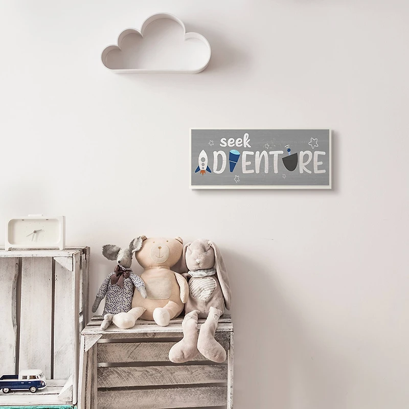 Stupell Industries Seek Adventure Phrase Outer Space Imagination,7" x 17"