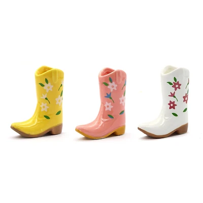 Assorted 3.25" Floral Cowgirl Boot Vase, 1pc. by Fab Finds