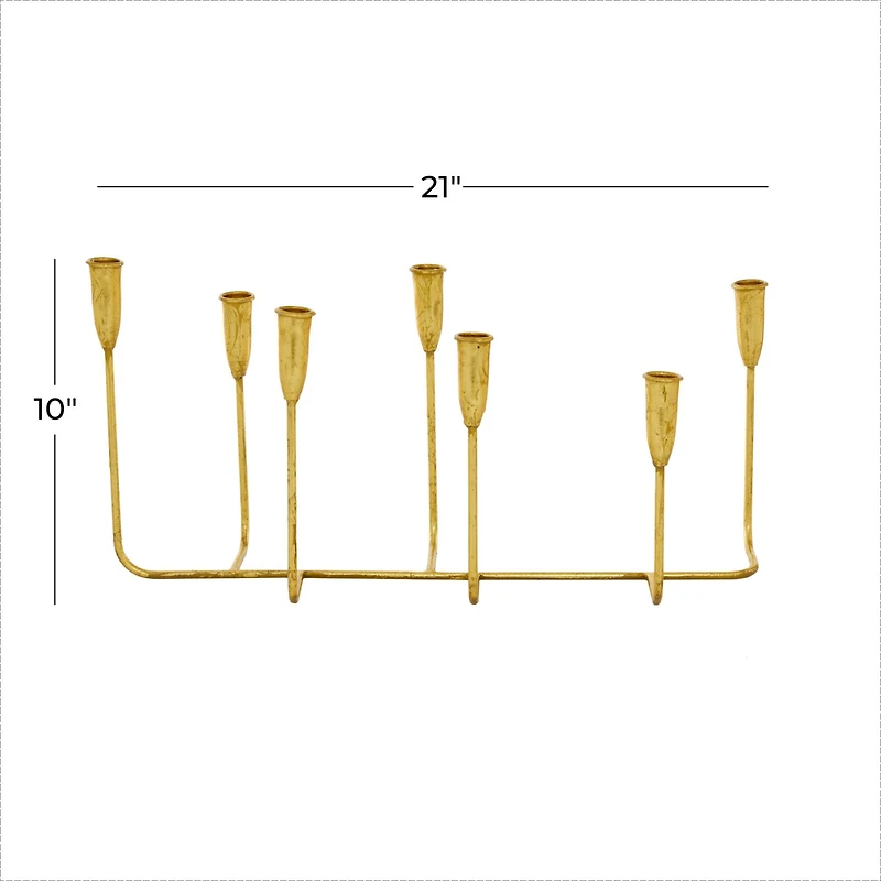 CosmoLiving by Cosmopolitan 10'' Gold Iron Contemporary Candlesticks Holder