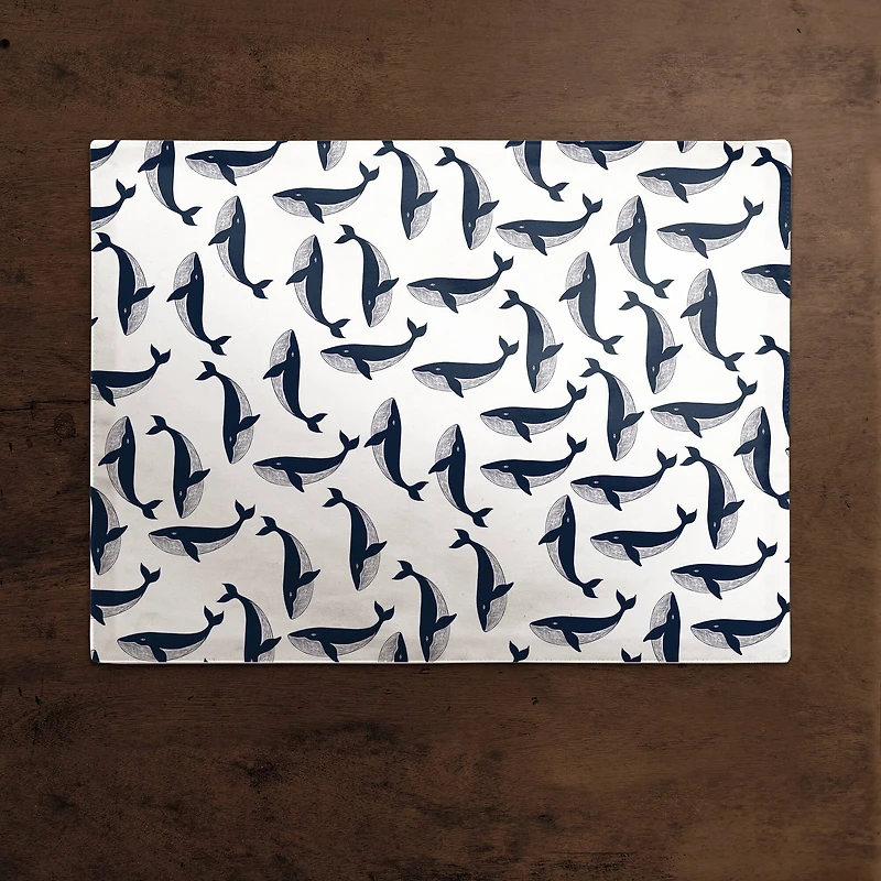 Whale Pattern 18" x 14" Poly Twill Placemat