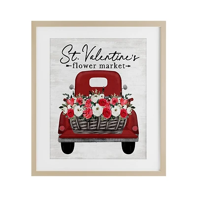 Stupell Industries St. Valentine's Flower Market Truck Framed Print Under Glass Wall Art