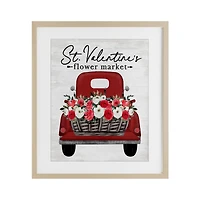 Stupell Industries St. Valentine's Flower Market Truck Framed Print Under Glass Wall Art