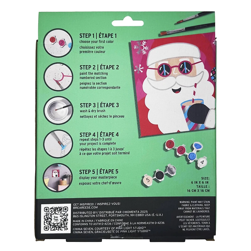 VIVID by Brea Reese® Peace Santa Acrylic Paint-by-Number Kit