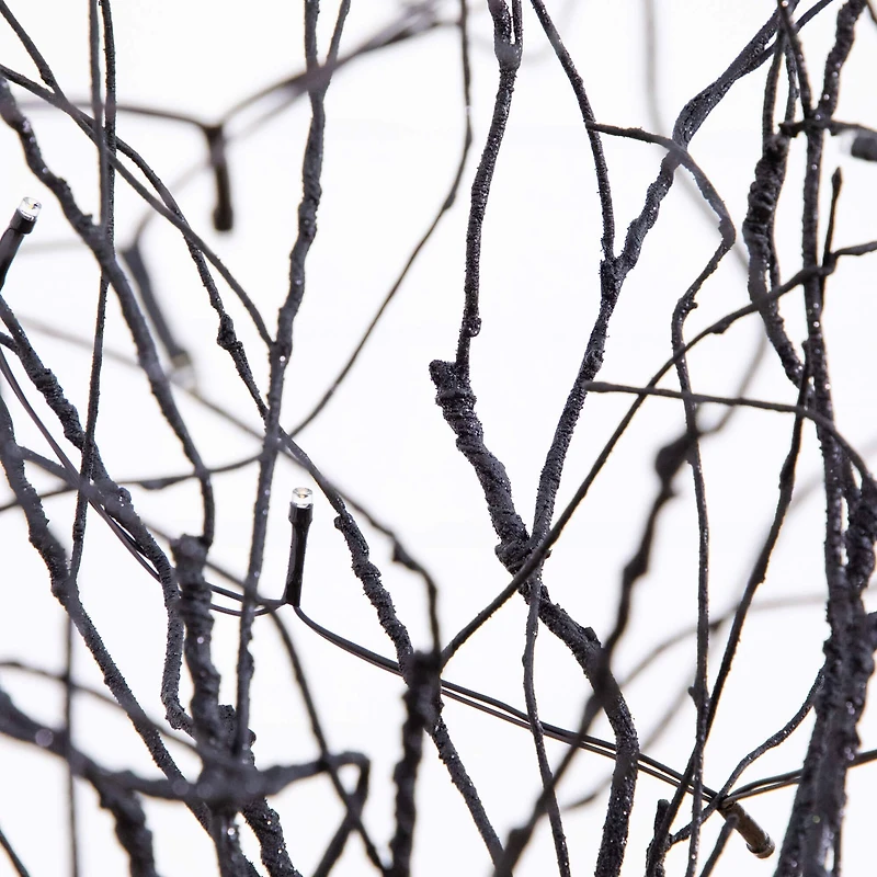 5ft. Pre-Lit Artificial Halloween Black Twig Tree with Bats and 50 Warm White LED Lights