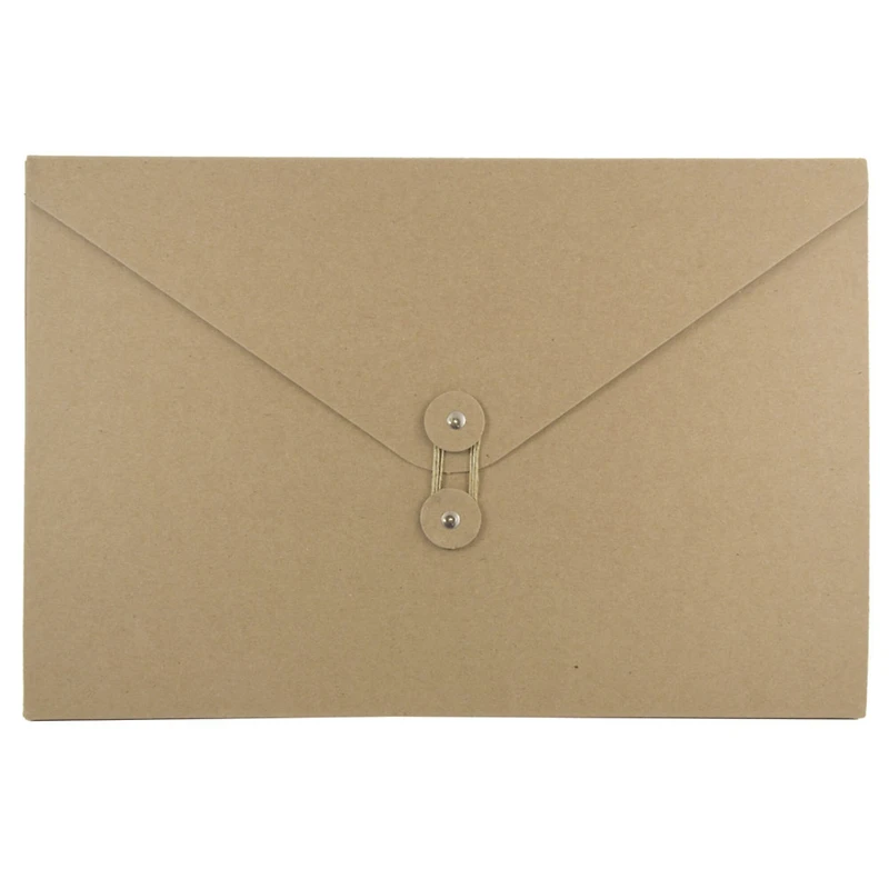 JAM Paper Natural Kraft Portfolio with Button and String Tie Closure 9.25" x 14.375"
