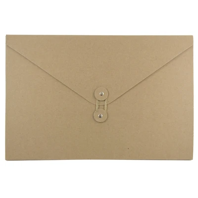JAM Paper Natural Kraft Portfolio with Button and String Tie Closure 9.25" x 14.375"